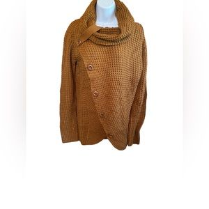Women's Brown Sweater Long‎ Sleeve Cowl Neck Pullover Sweater-Size Large/NWT